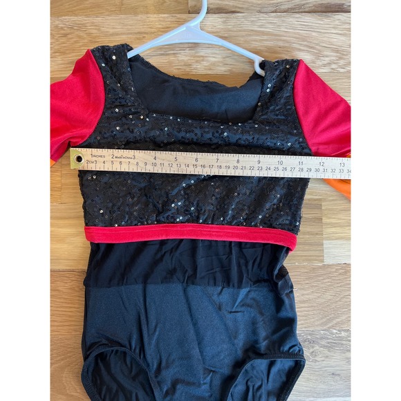 Girls Dance Leotard Pink / Orange‎ / Black Sequence Dancer Costume READ - Picture 5 of 8
